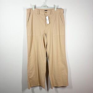 J. Crew Women's Camp Pocket‎ Wide Leg Pant Size 31 Khaki Tan Stretch Cotton NWT